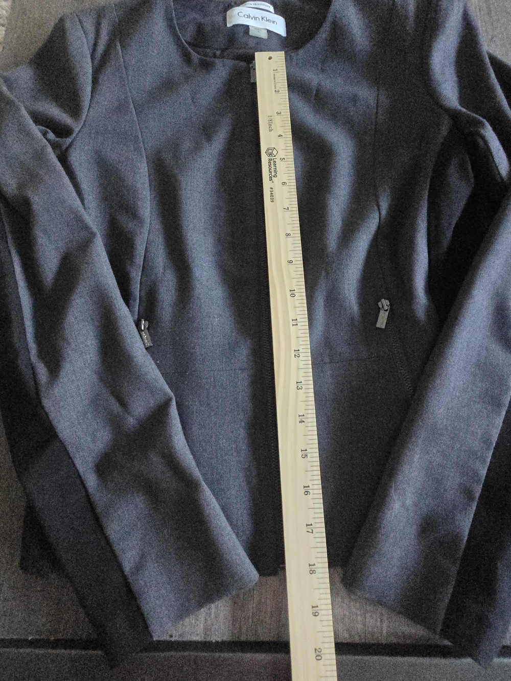 Calvin Klein Invisible Fit Solutions Blazer Zip-Front Side Panel Dark Gray Sz 6 - Picture 12 of 14